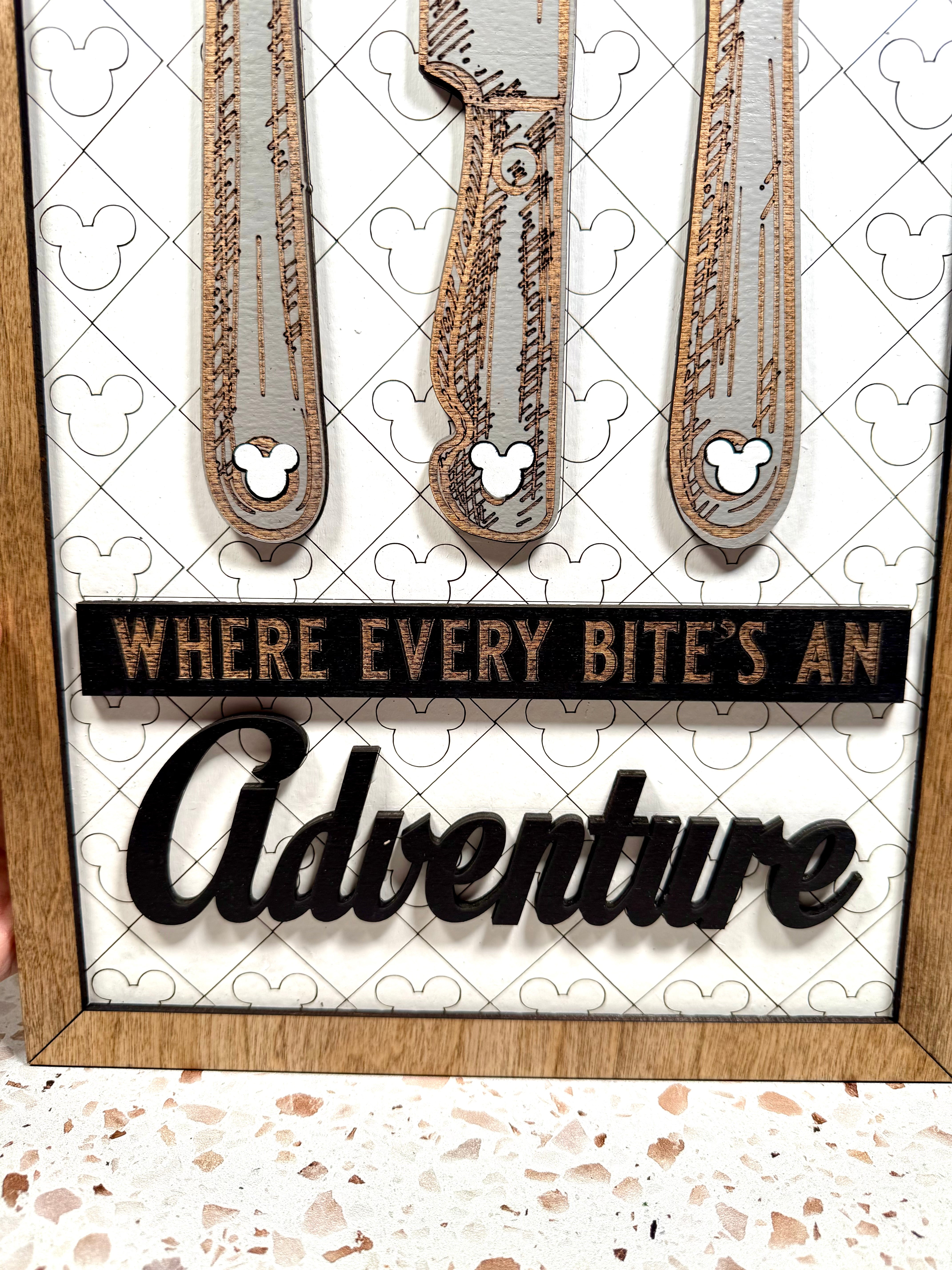 Where Every Bite's An Adventure | Silverware Park-Inspired Framed Sign - Handmade by JRW Design Co.
