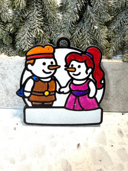 Mythical Hero & Heroine Love Story Snowman Ornament—Personalize