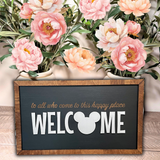 To All Who Come To This Happy Place Welcome | Dedication Plaque Framed Sign