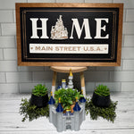 HOME Main Street U.S.A. | Cinderella Castle Black Background Framed Sign - Handmade by JRW Design Co.