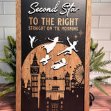 Second Star To The Right Straight On 'Til Morning | London Skyline Framed Sign