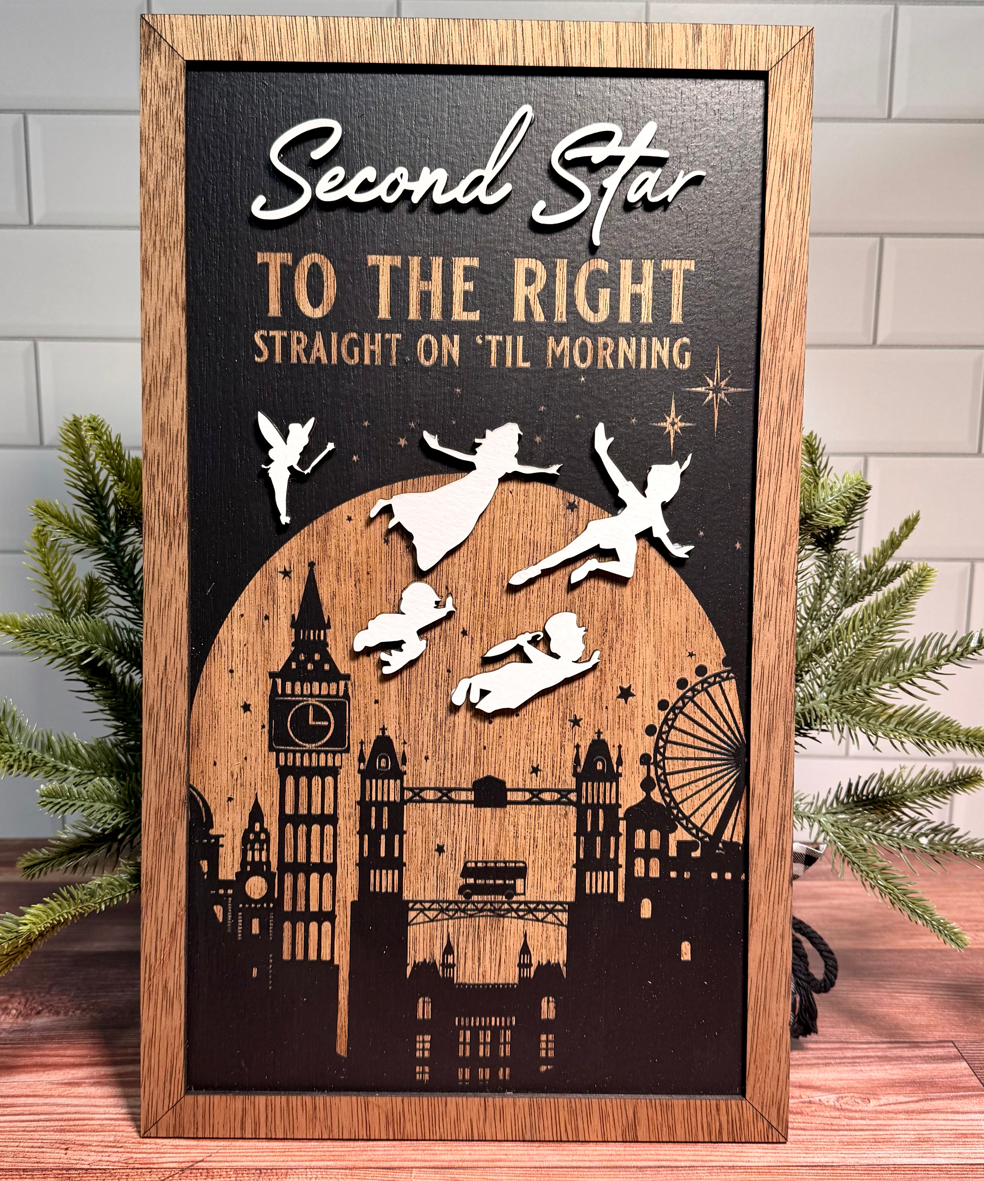 Second Star To The Right Straight On 'Til Morning | London Skyline Framed Sign