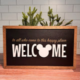 To All Who Come To This Happy Place Welcome | Mouse Head Framed Sign