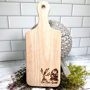 Be Our Guest Wooden Bread / Charcuterie Cutting Board with Handle