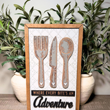 Where Every Bite's An Adventure | Silverware Park-Inspired Framed Sign