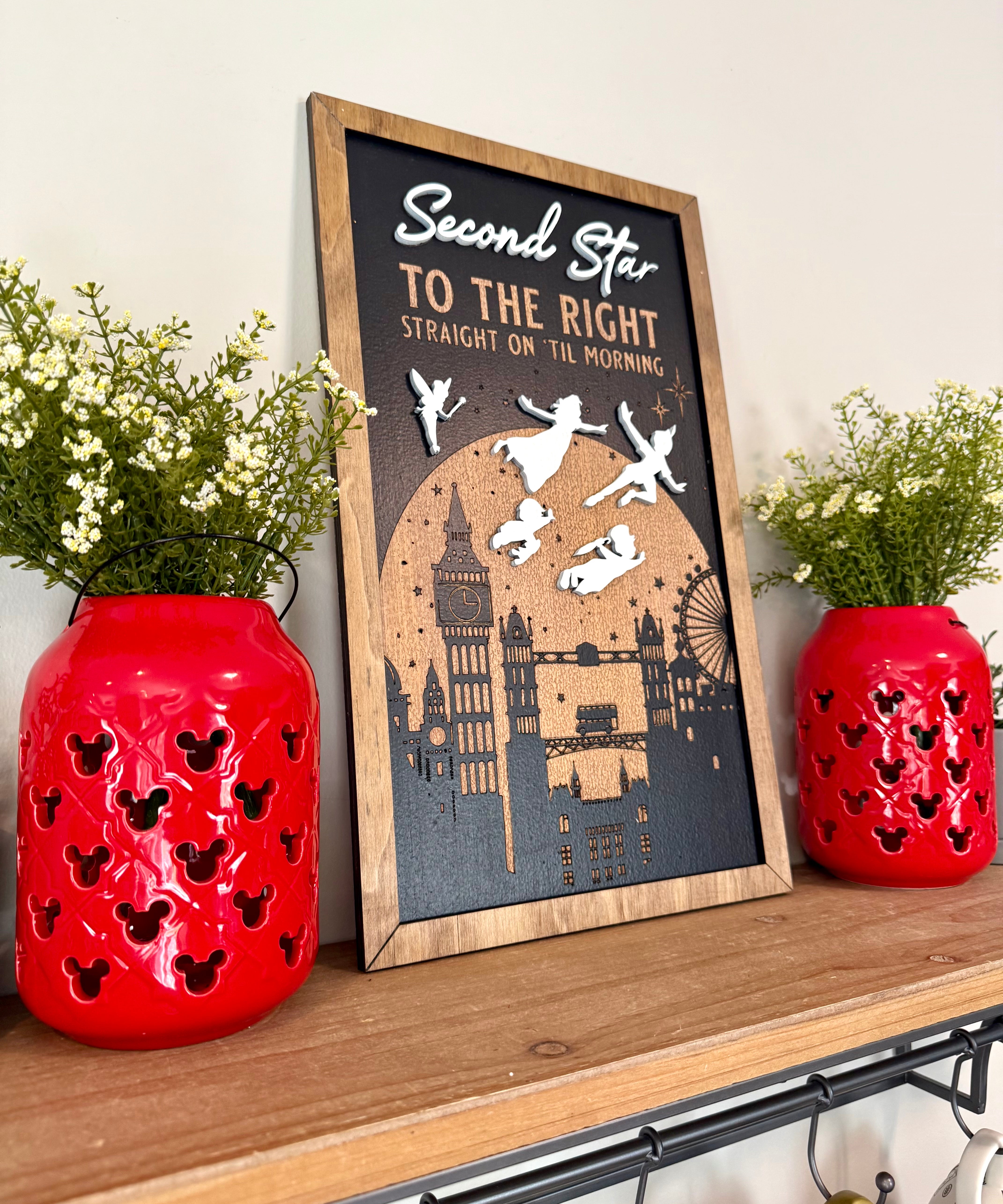 Second Star To The Right Straight On 'Til Morning | London Skyline Framed Sign - Handmade by JRW Design Co.