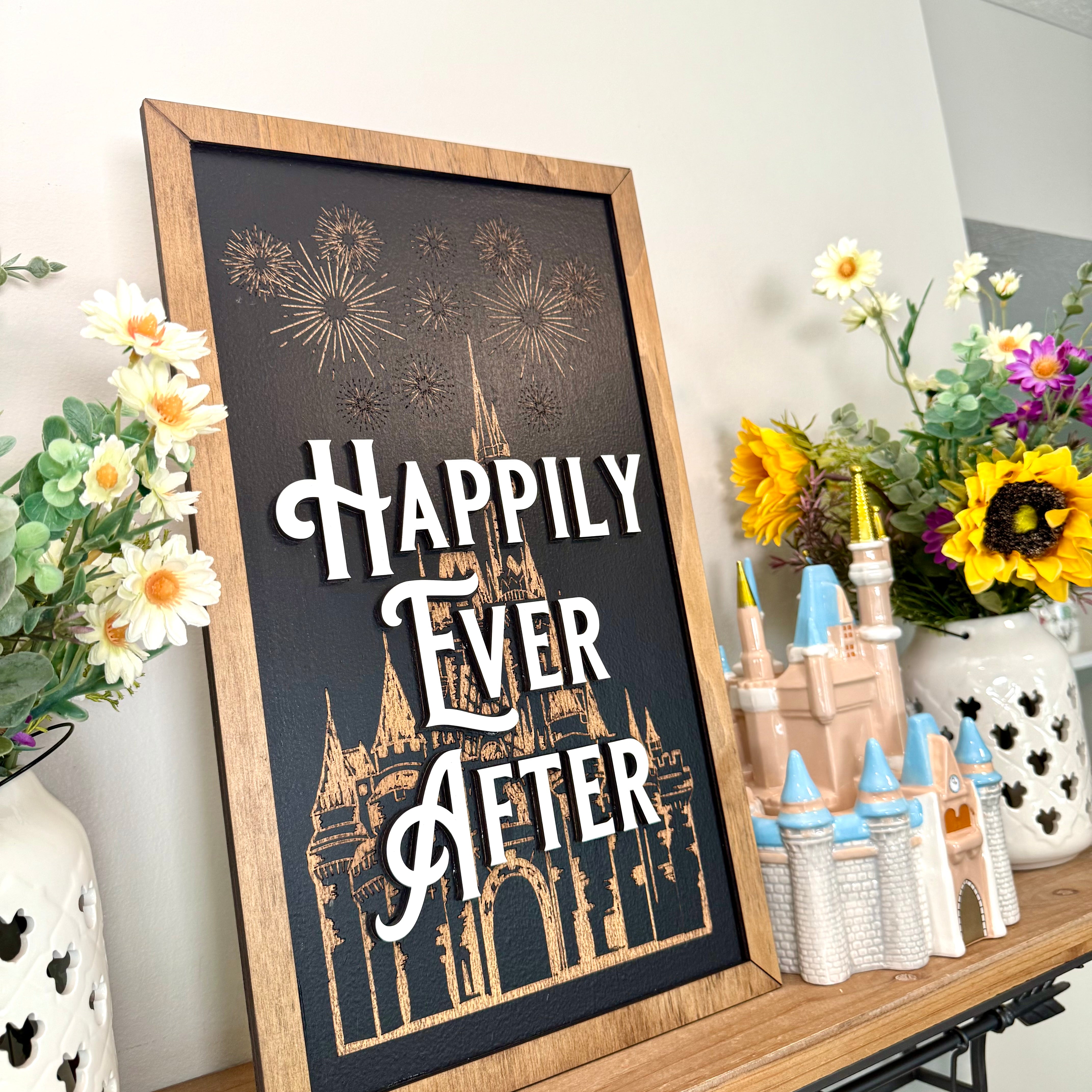 Happily Ever After | Castle Fireworks Lyrics Vertical Framed Sign - Handmade by JRW Design Co.