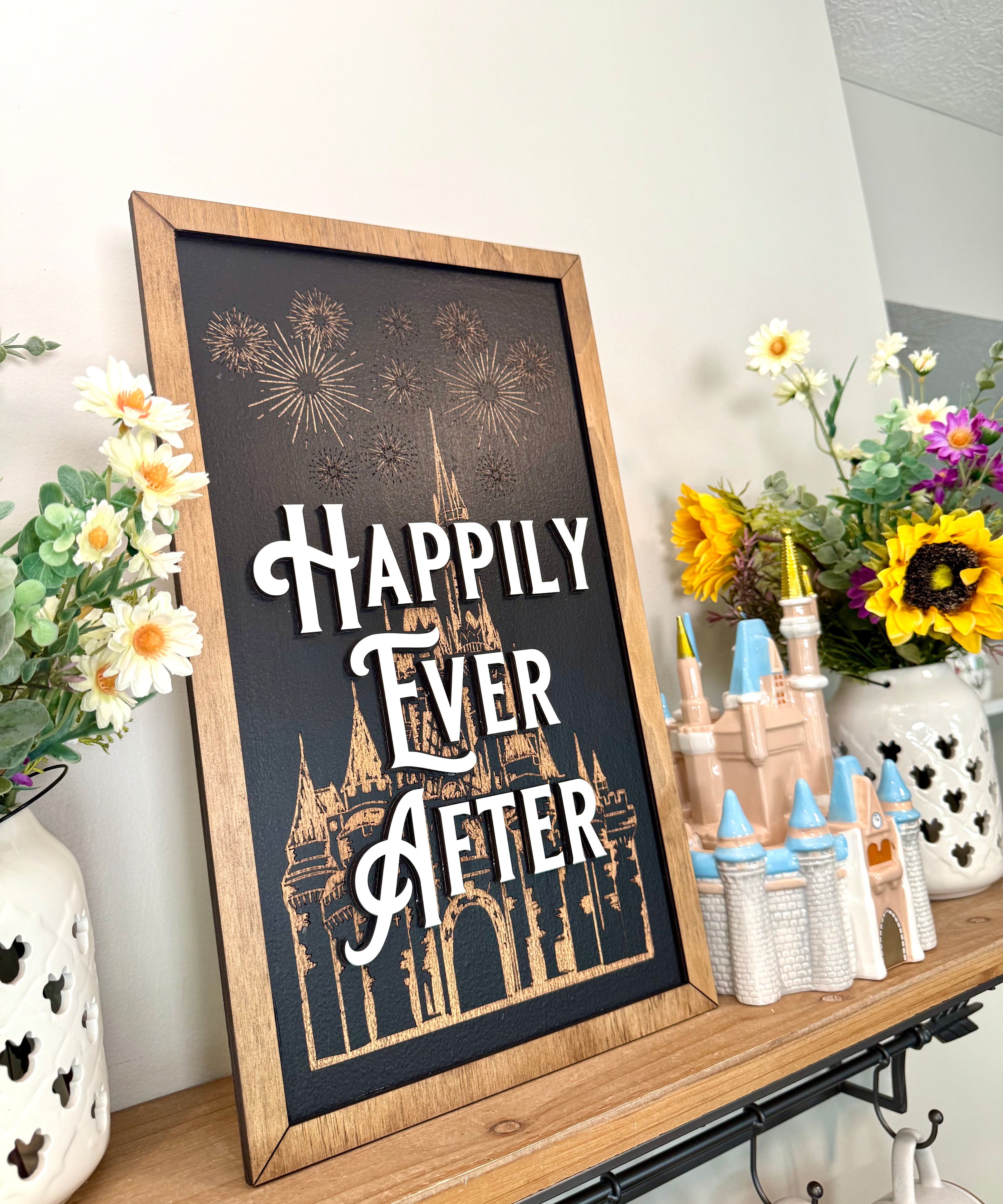 Happily Ever After | Castle Fireworks Lyrics Vertical Framed Sign - Handmade by JRW Design Co.