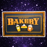Original Fall Main Street Bakery | Black Background Framed Halloween Sign
