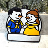 Enchanted Winter Rose Snowman Ornament—Personalize