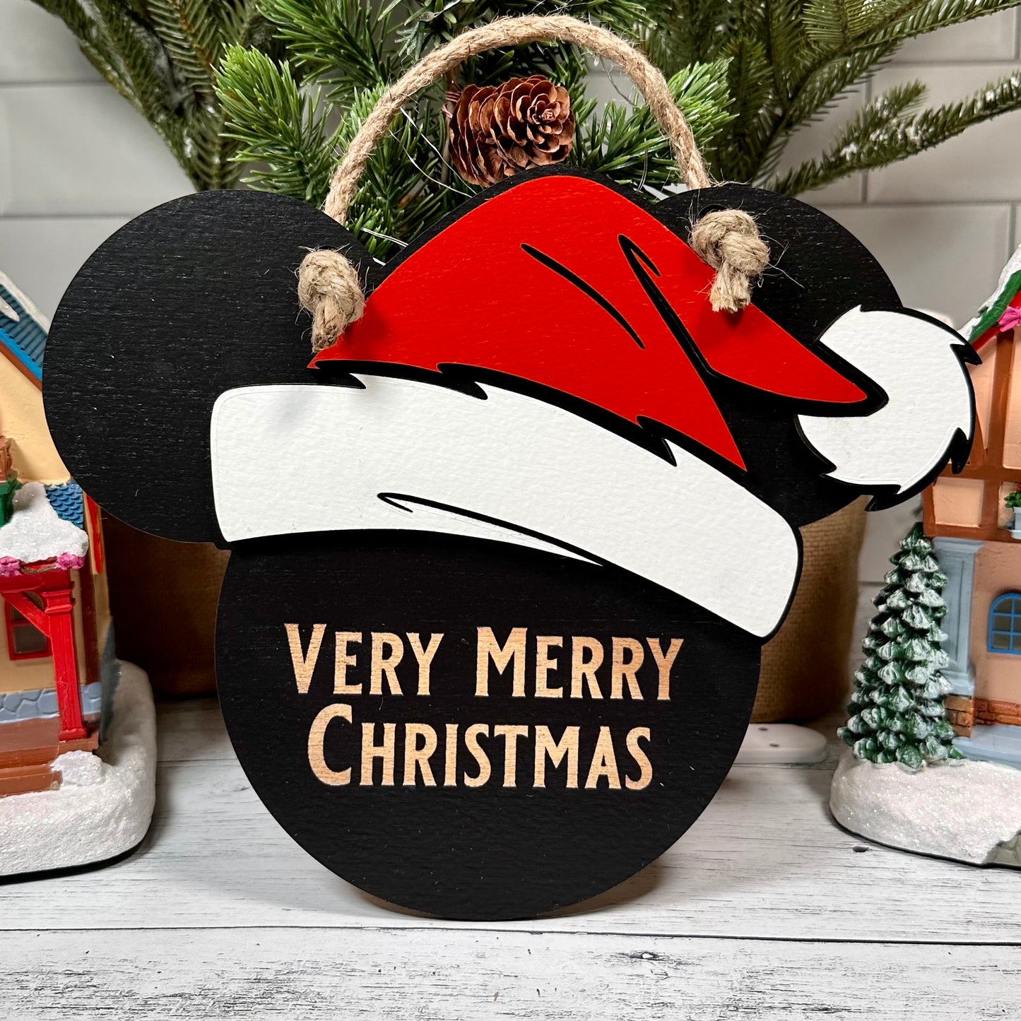 Very Merry Christmas Mouse Head Sign