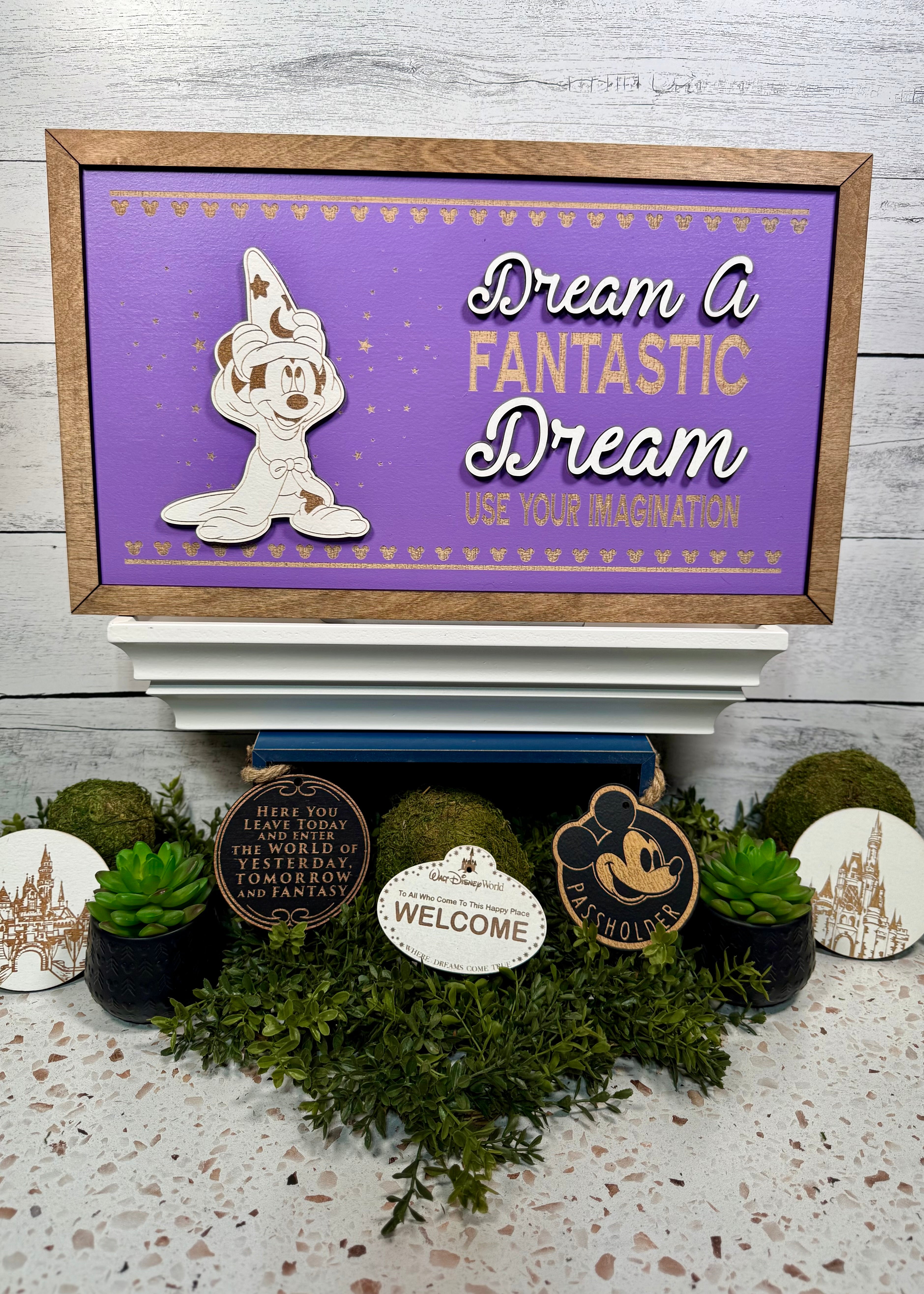 Dream A Fantastic Dream | Sorcerer Apprentice Framed Sign - Handmade by JRW Design Co.