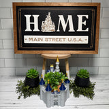 HOME Custom Family Name | Black Background Framed Sign - Handmade by JRW Design Co.