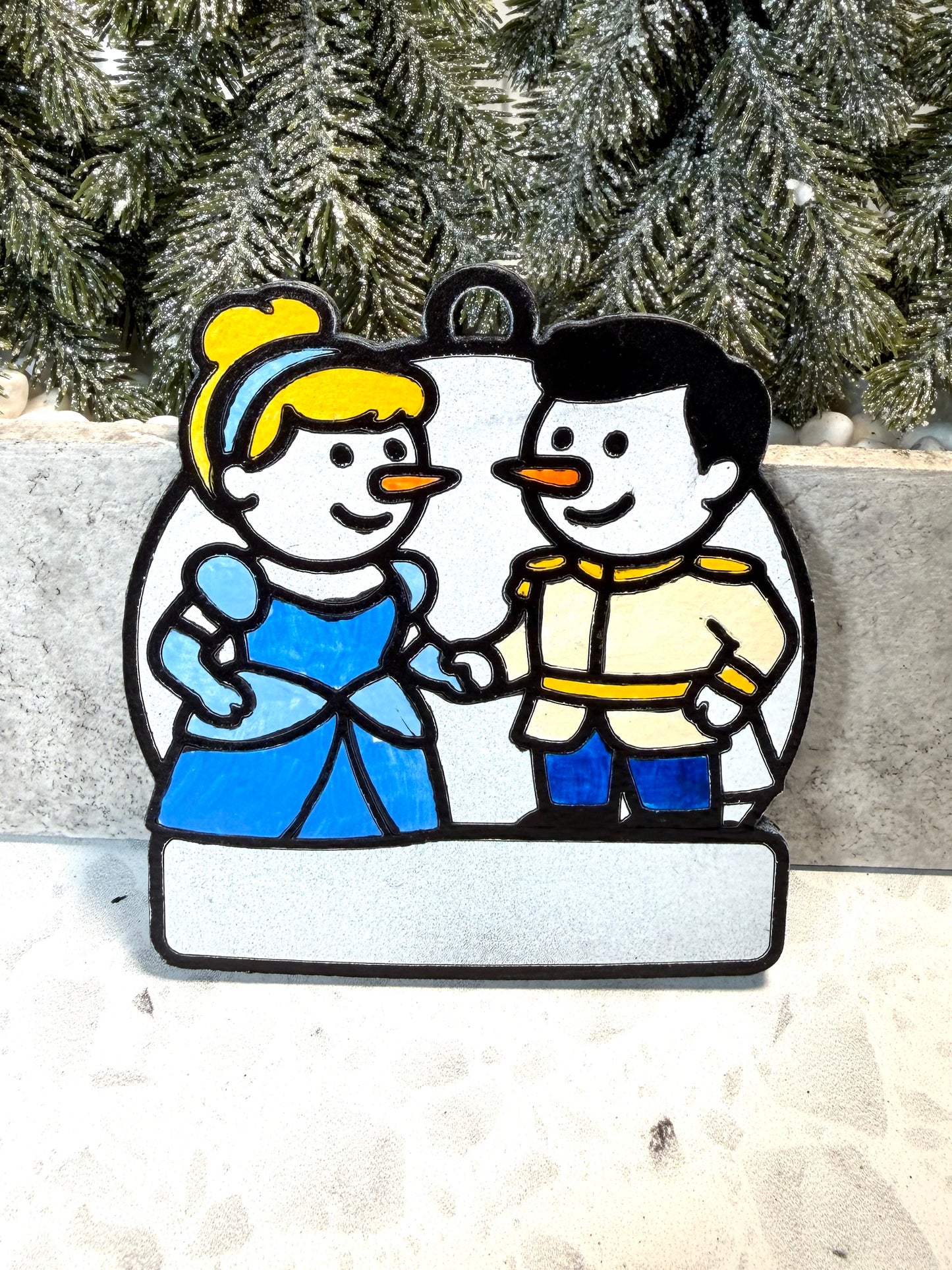 Midnight Magic Princess & Prince Snowman Ornament—Personalize