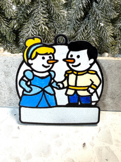 Midnight Magic Princess & Prince Snowman Ornament—Personalize