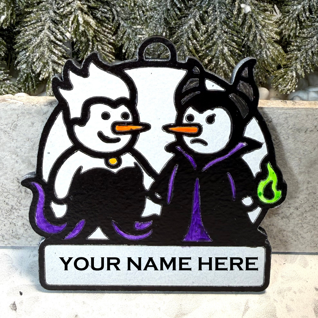 Enchantress & Sea Witch Villain Snowman Ornament—Personalize
