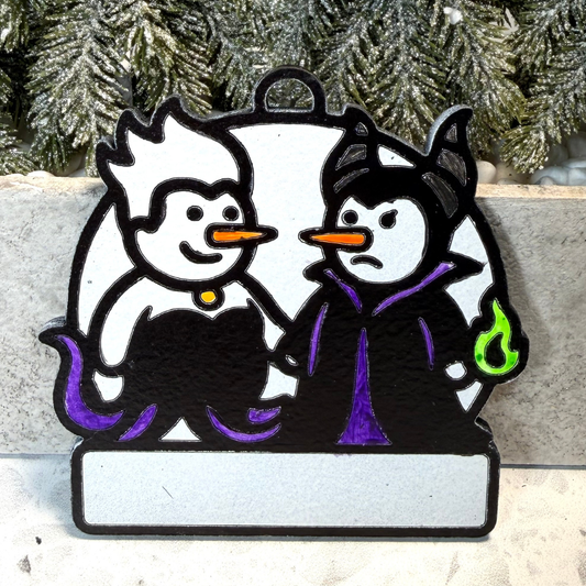 Enchantress & Sea Witch Villain Snowman Ornament—Personalize