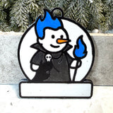 Blue Flame Snowman Villain Ornament—Personalize