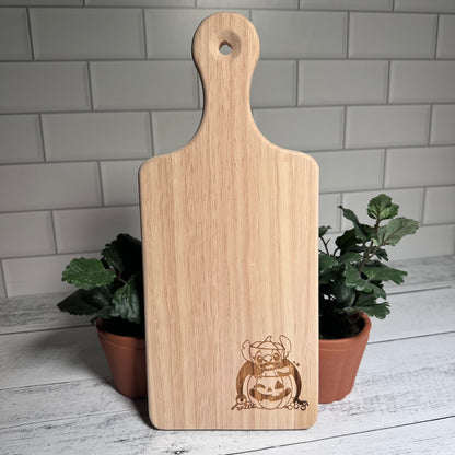 HalloweenStitch  Wooden Bread / Charcuterie Cutting Board with Handle