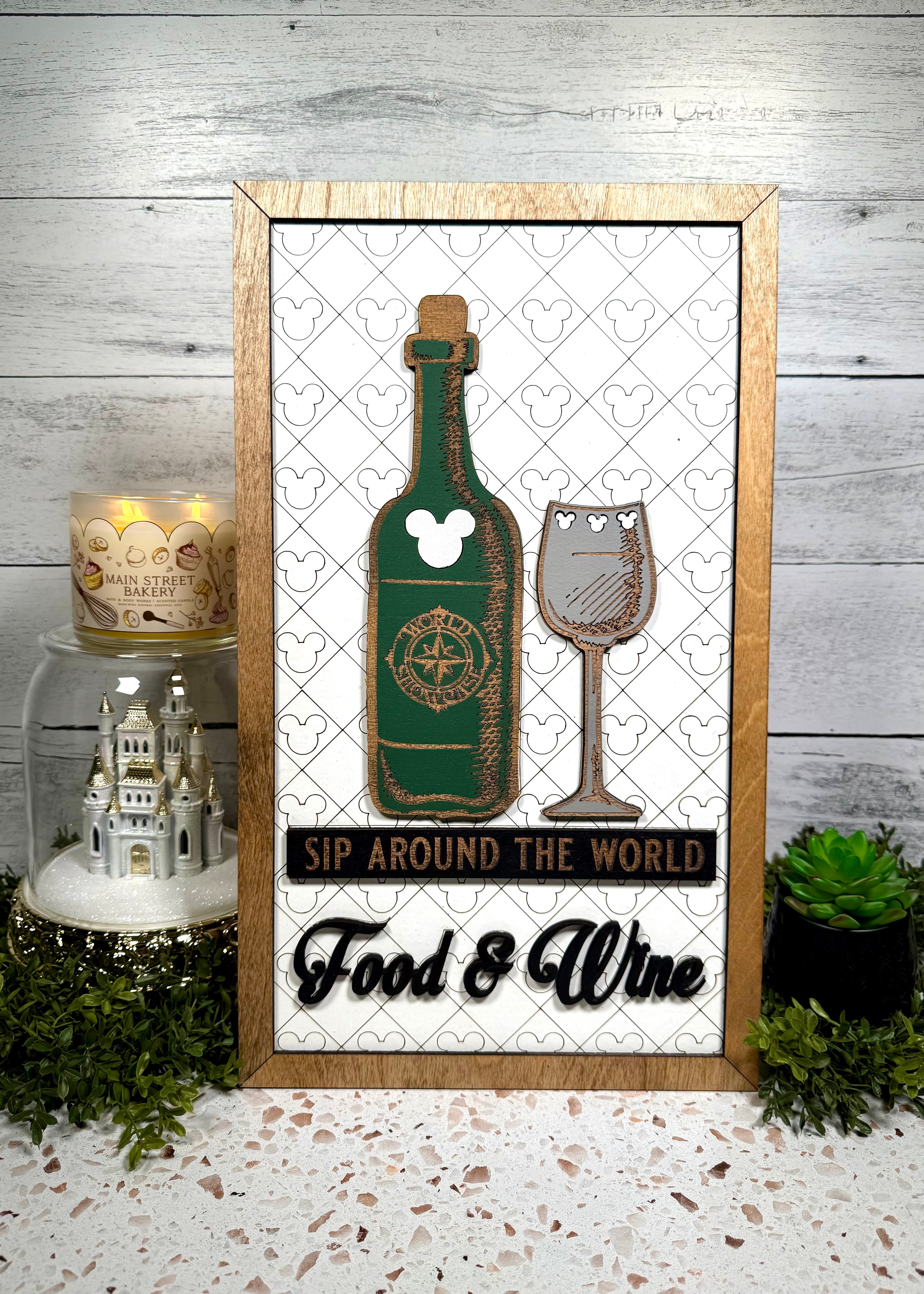 Sip Around The World | Food & Wine Festival Framed Sign - Handmade by JRW Design Co.