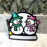 Unlikely Witch Duo Snowman Ornament—Personalize