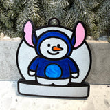 Blue Mischief Snowman Ornament—Personalize