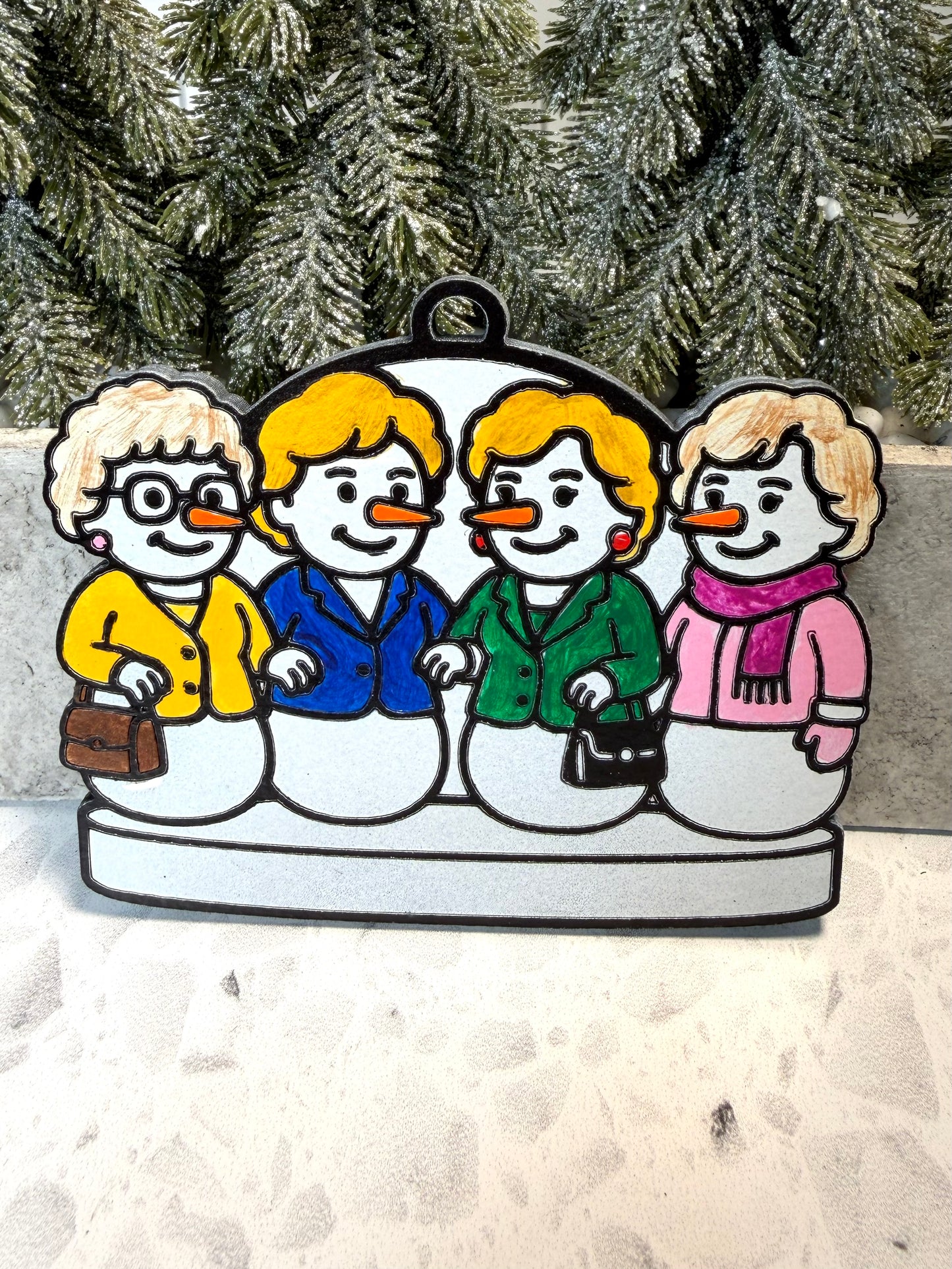 Iconic Golden Friends Snowman Ornament—Personalize