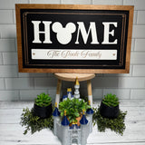 HOME Custom Family Name | Black Background Framed Sign - Handmade by JRW Design Co.