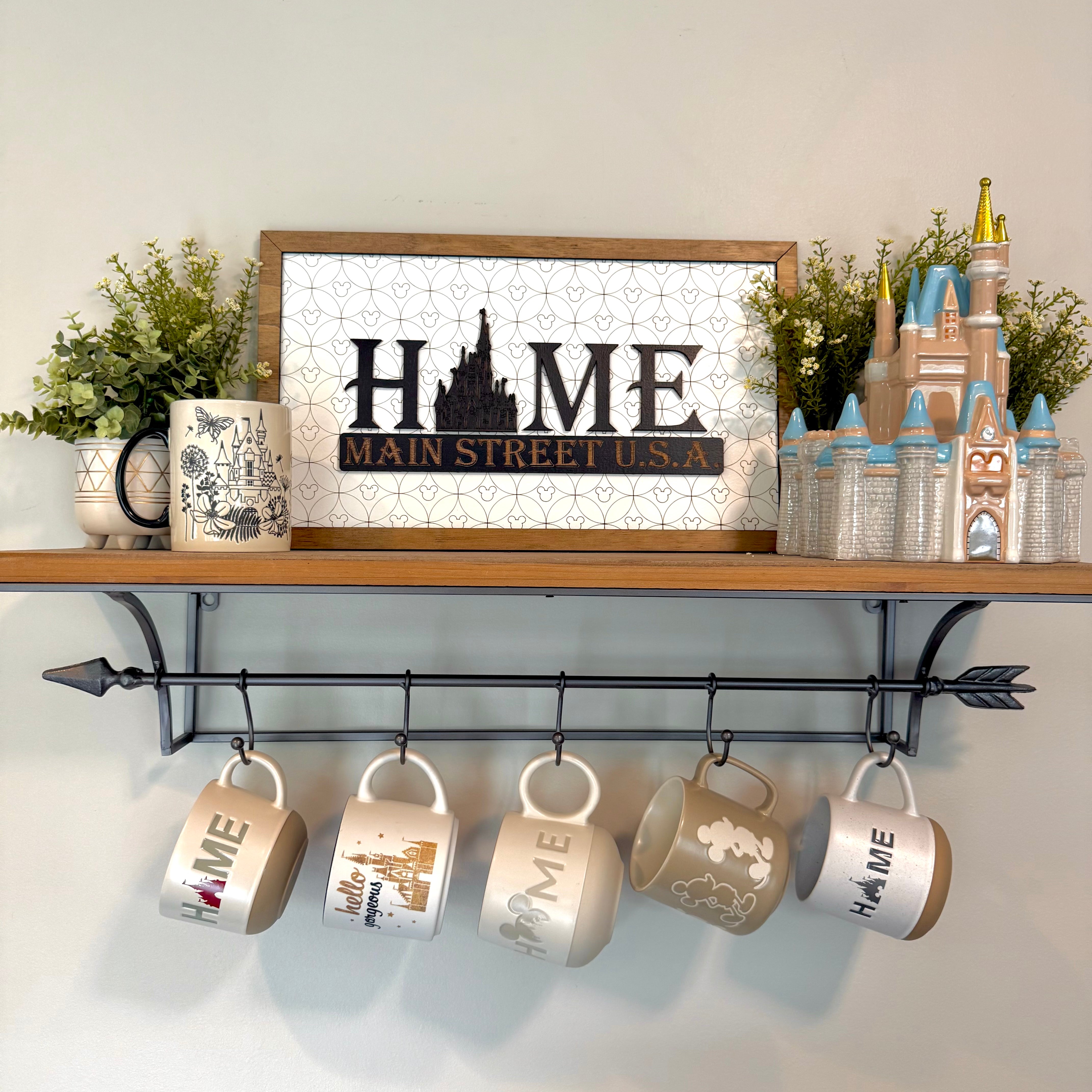 HOME Main Street U.S.A. | Sleeping Beauty Castle Light Background Framed Sign - Handmade by JRW Design Co.