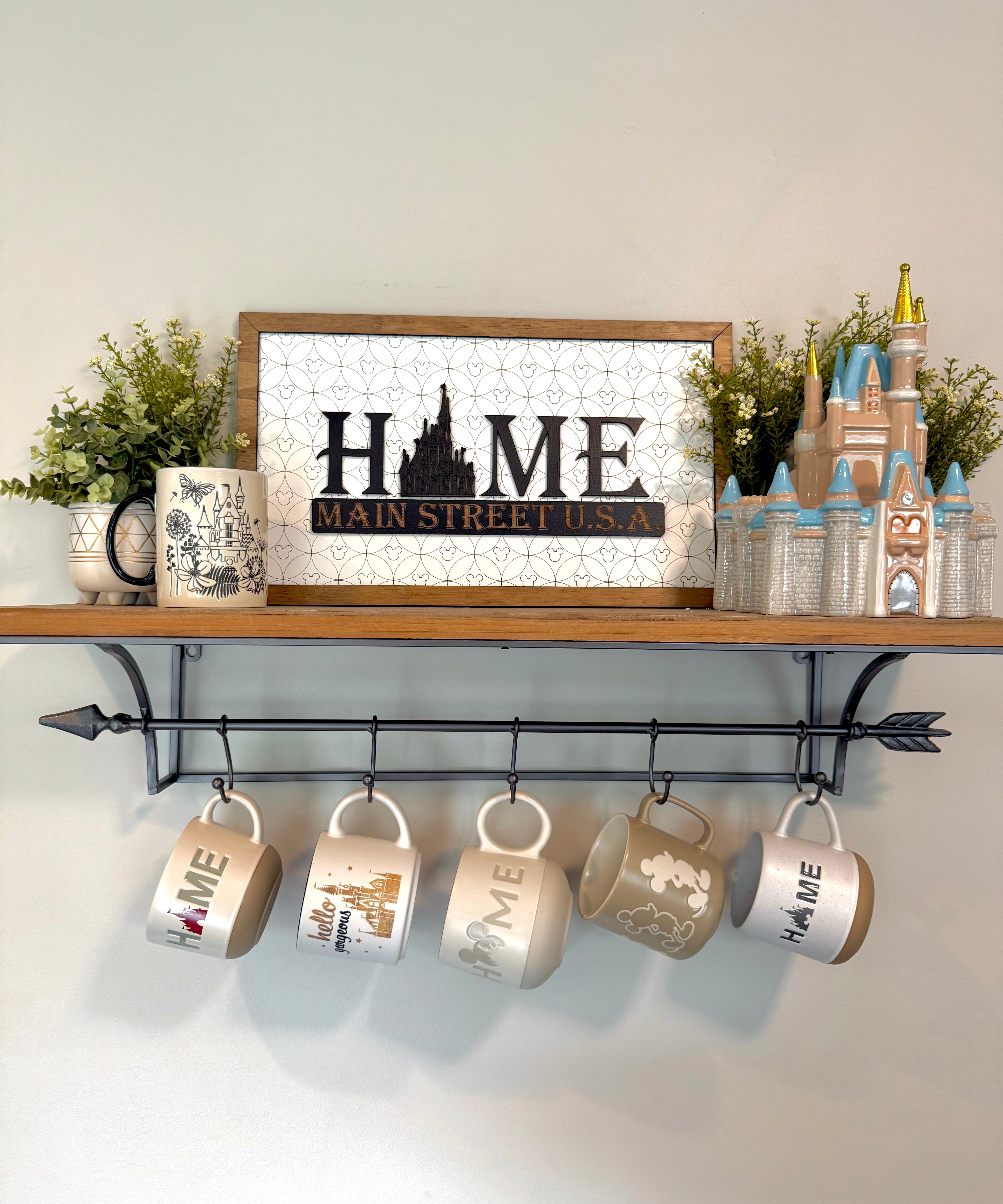 HOME Main Street U.S.A. | Sleeping Beauty Castle Light Background Framed Sign - Handmade by JRW Design Co.