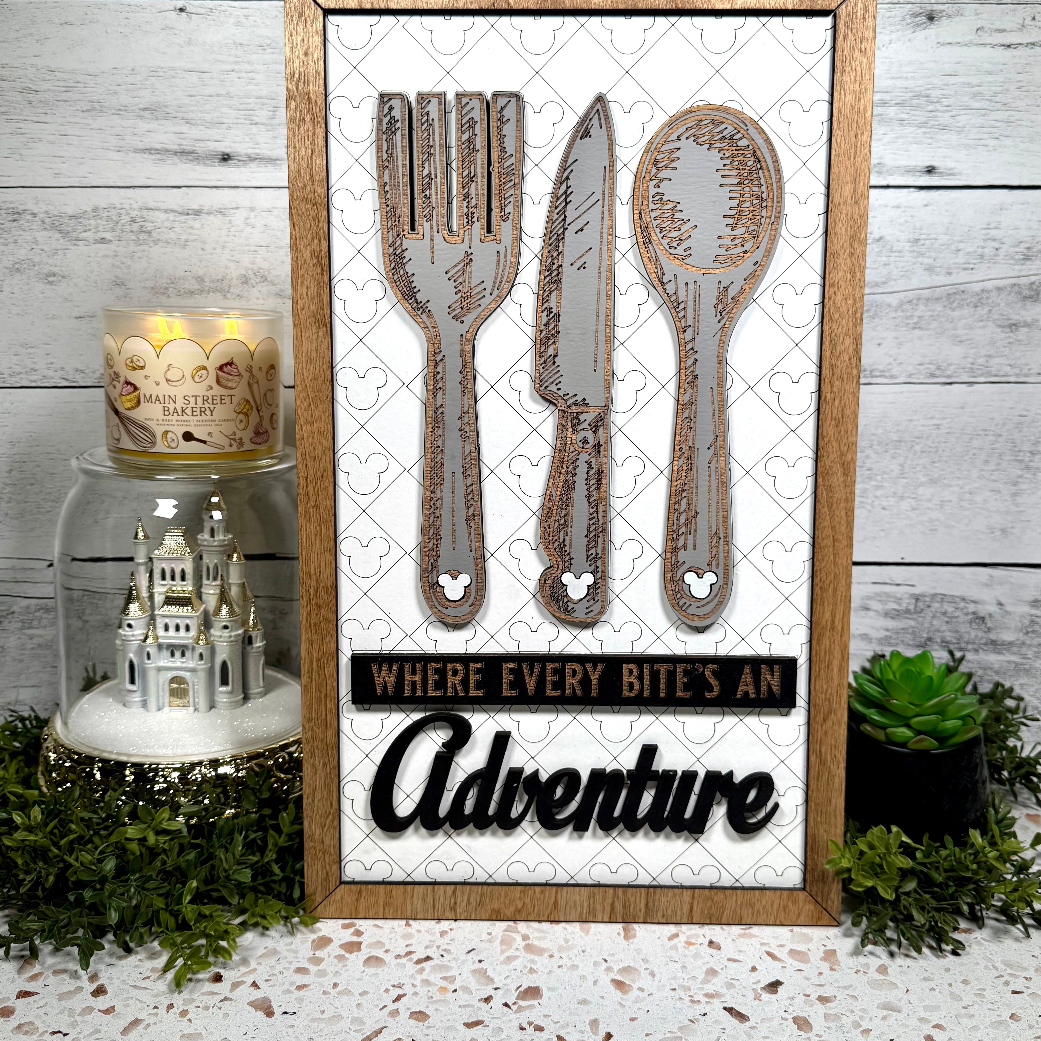 Where Every Bite's An Adventure | Silverware Park-Inspired Framed Sign - Handmade by JRW Design Co.