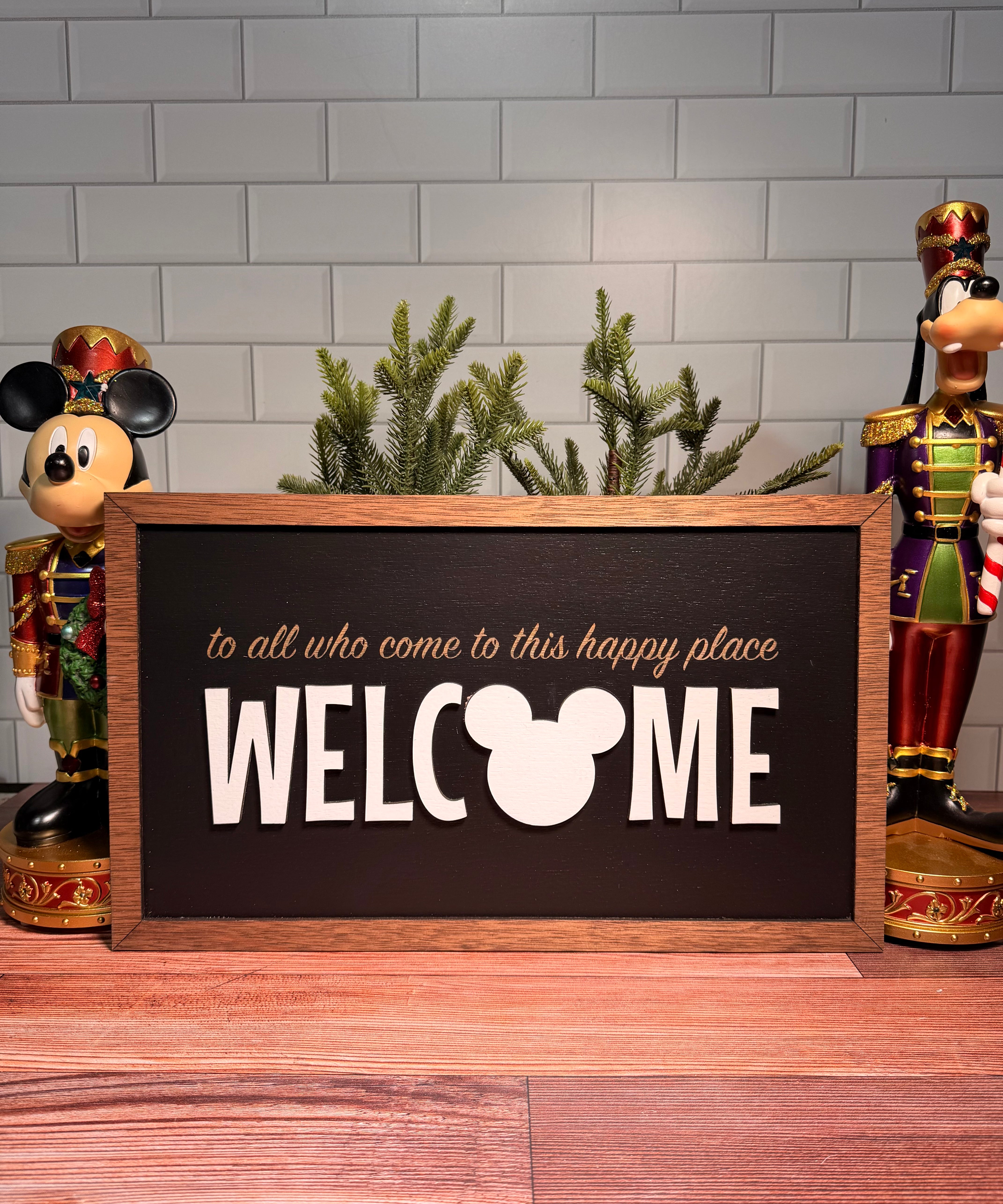To All Who Come To This Happy Place Welcome | Mouse Head Framed Sign
