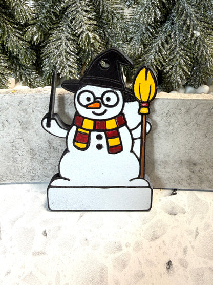 Wizard House Colors Snowman Ornament—Personalize