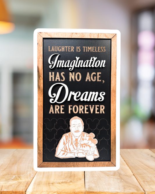 Laughter Is Timeless Park-Inspired Framed Sign | Wooden Wall Art & Handmade Home Decor | 10.9in x 18.5in