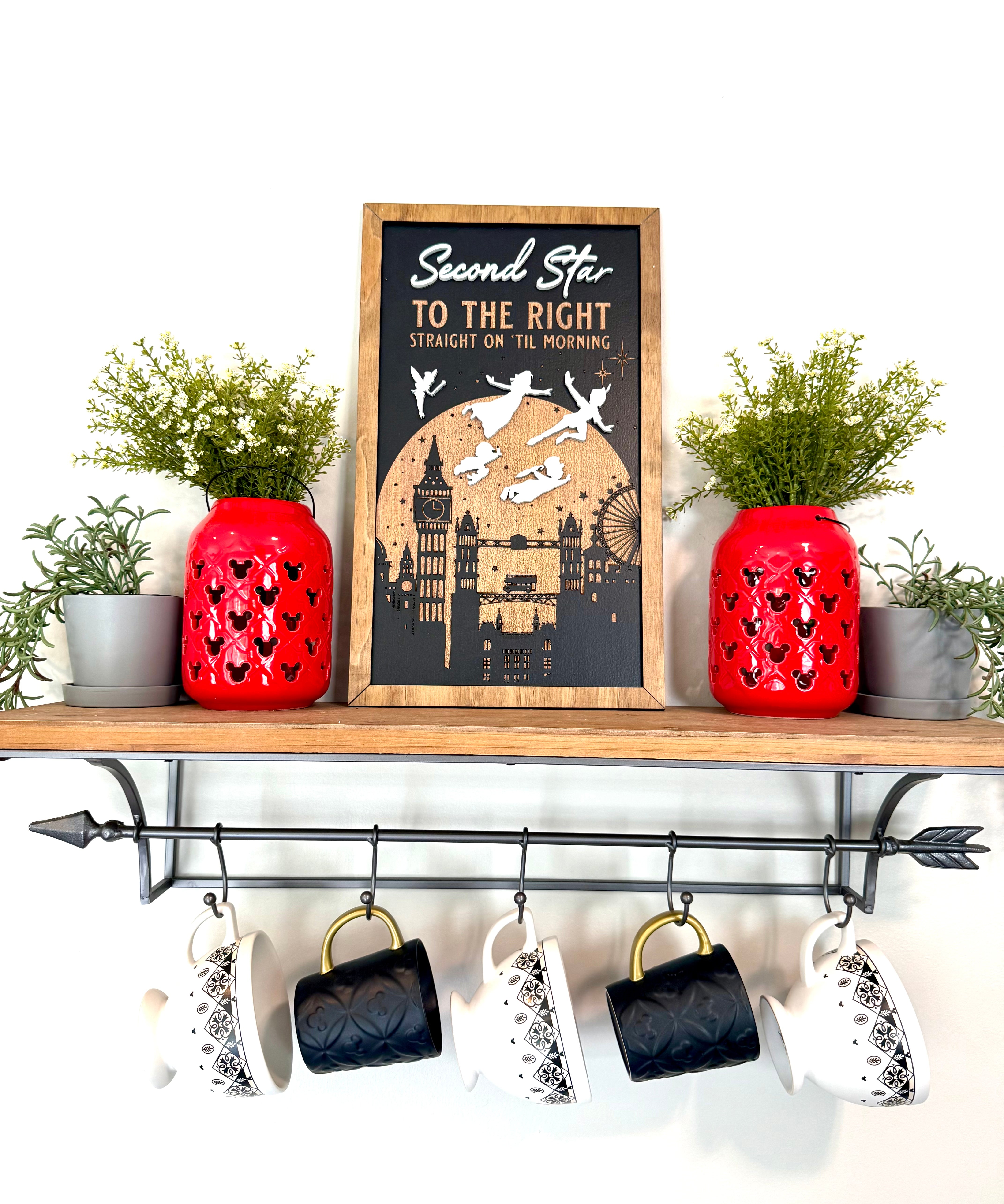 Second Star To The Right Straight On 'Til Morning | London Skyline Framed Sign - Handmade by JRW Design Co.