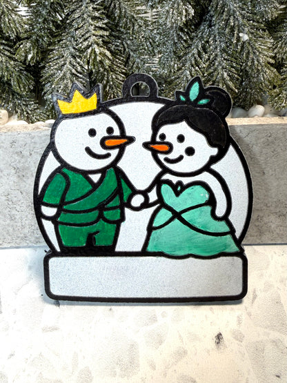 Royal Bayou Couple Snowman Ornament—Personalize