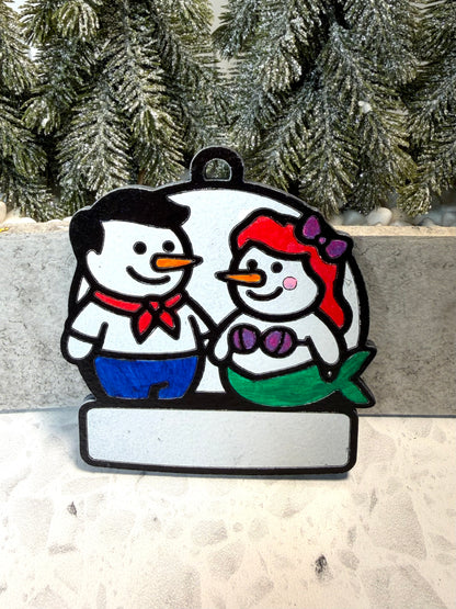 Mermaid’s Dream Snowman Duo Ornament—Personalize