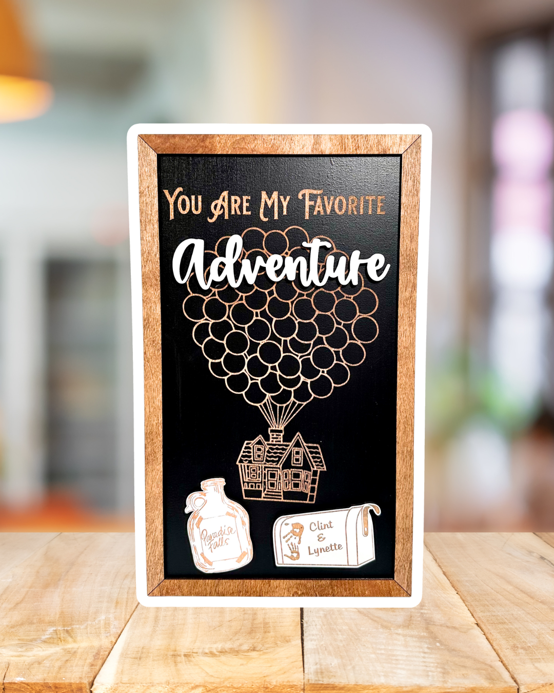 My Favorite Adventure Park-Inspired Framed Sign | Wooden Wall Art & Handmade Home Decor | 10.9in x 18.5in
