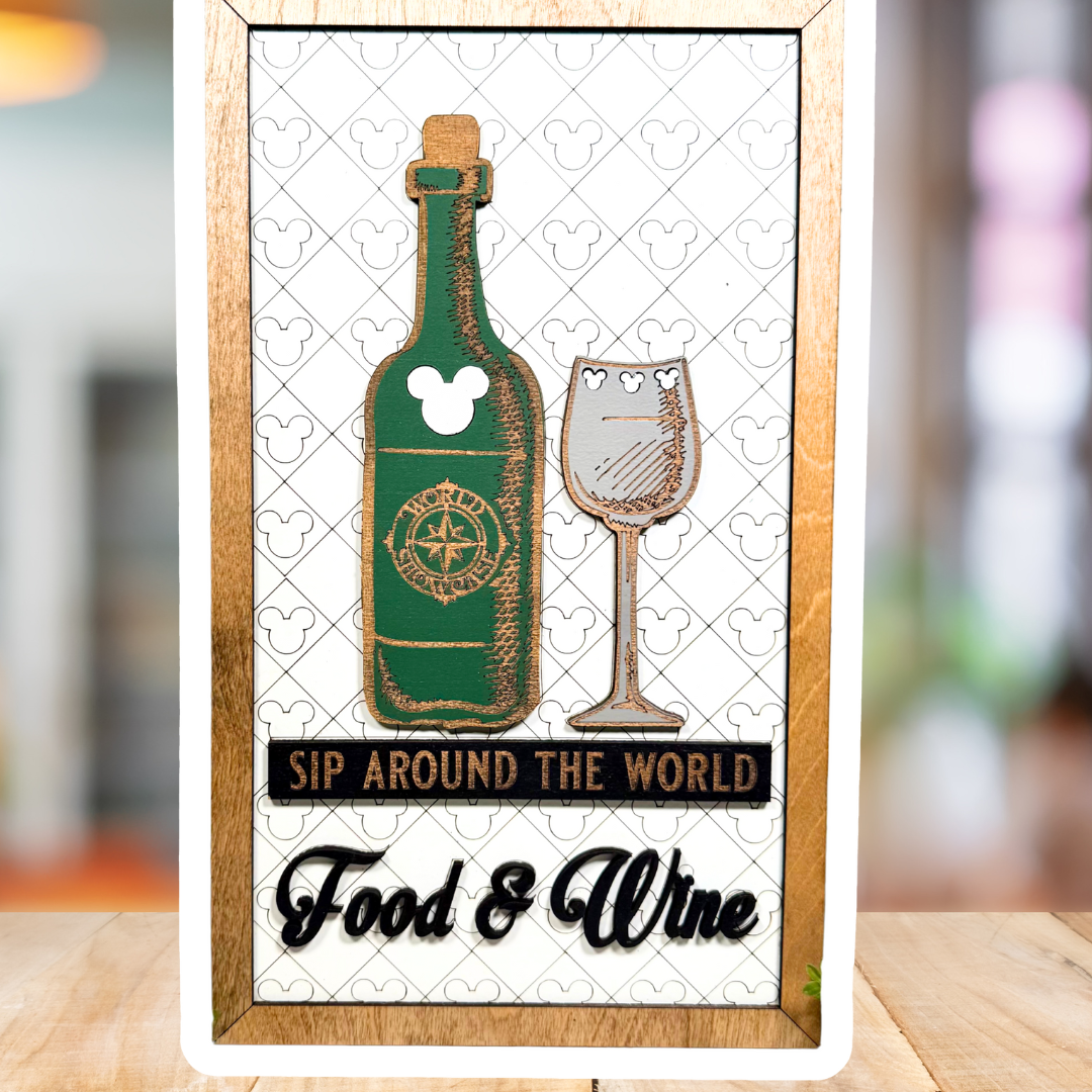 Sip Around The World | Food & Wine Festival Framed Sign - Handmade by JRW Design Co.
