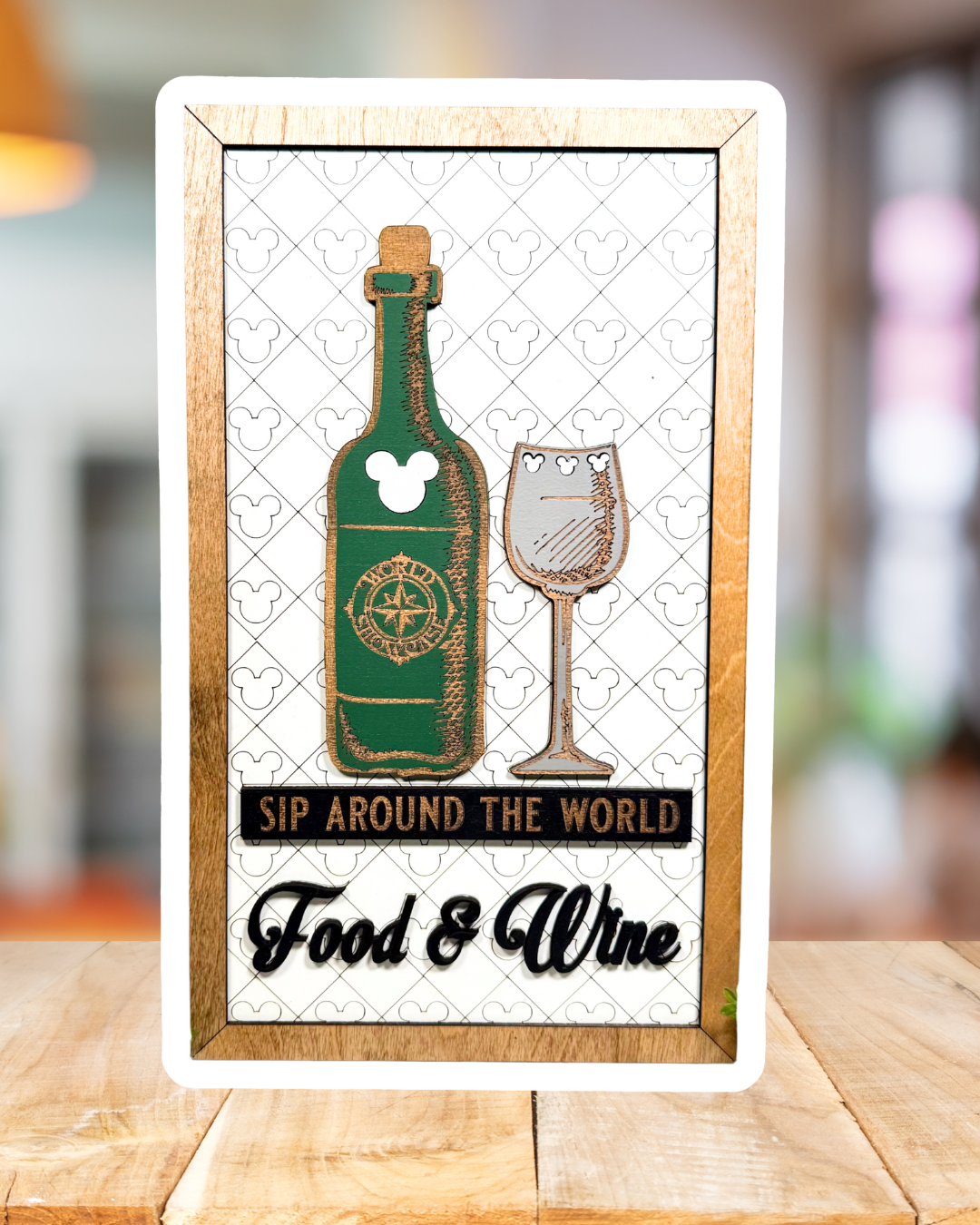 Sip Around The World | Food & Wine Festival Framed Sign - Handmade by JRW Design Co.