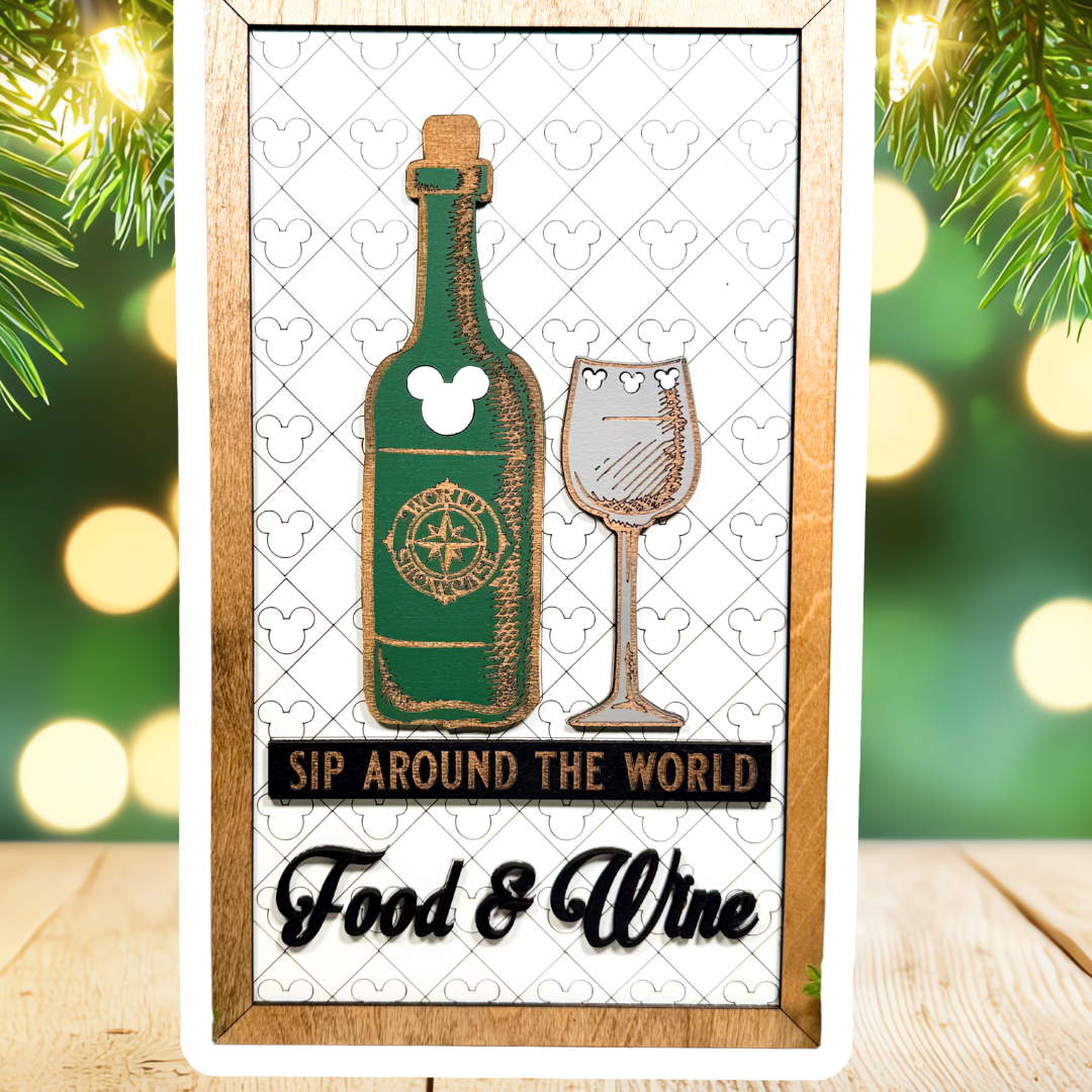 Sip Around The World | Food & Wine Festival Framed Sign - Handmade by JRW Design Co.