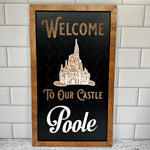 Florida castle framed wood sign, front view