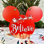 Believe Christmas Wall Sign, front view