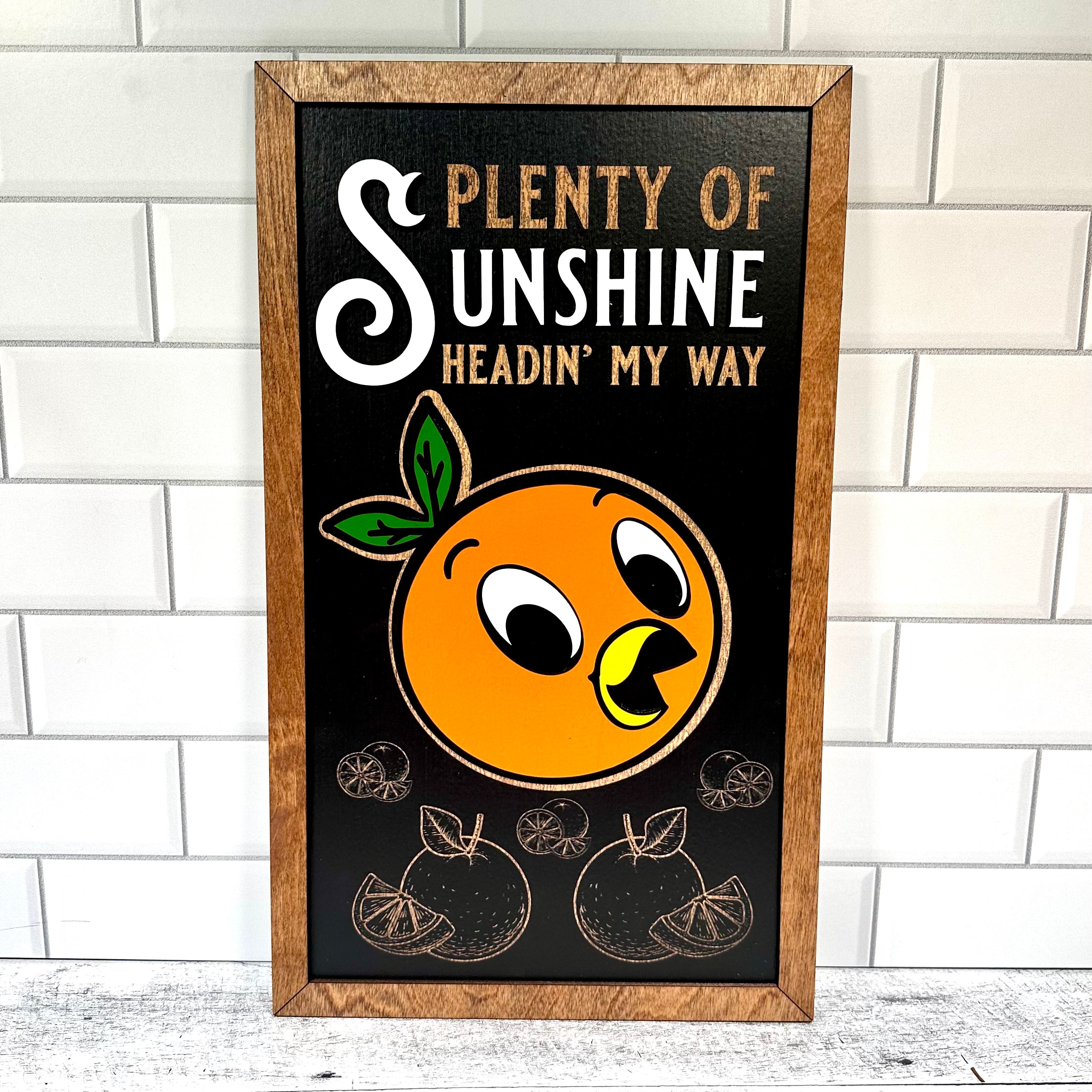Plenty Of Sunshine Headin' My Way | Orange Bird Vertical Framed Sign - Handmade by JRW Design Co.