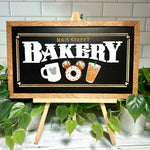 Main Street Bakery | Original Black Background Framed Sign - Handmade by JRW Design Co.