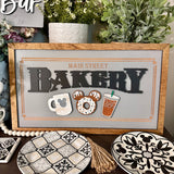 Main Street Bakery | Gray & White Mugs Framed Sign - Handmade by JRW Design Co.