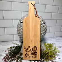 Load image into Gallery viewer, Be Our Guest Wooden Bread / Charcuterie Cutting Board with Handle
