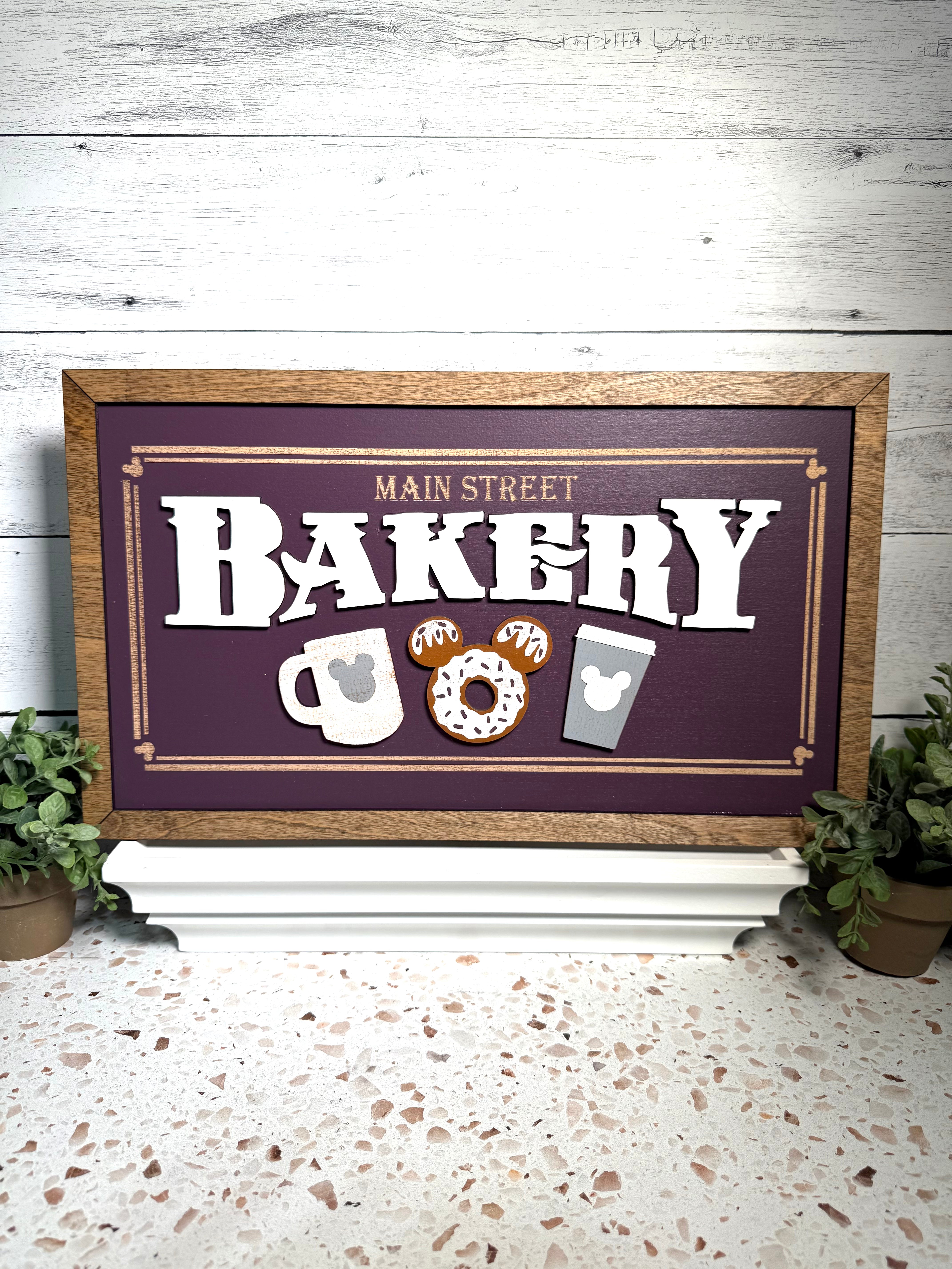 Main Street Bakery | Deep Purple Framed Sign - Handmade by JRW Design Co.
