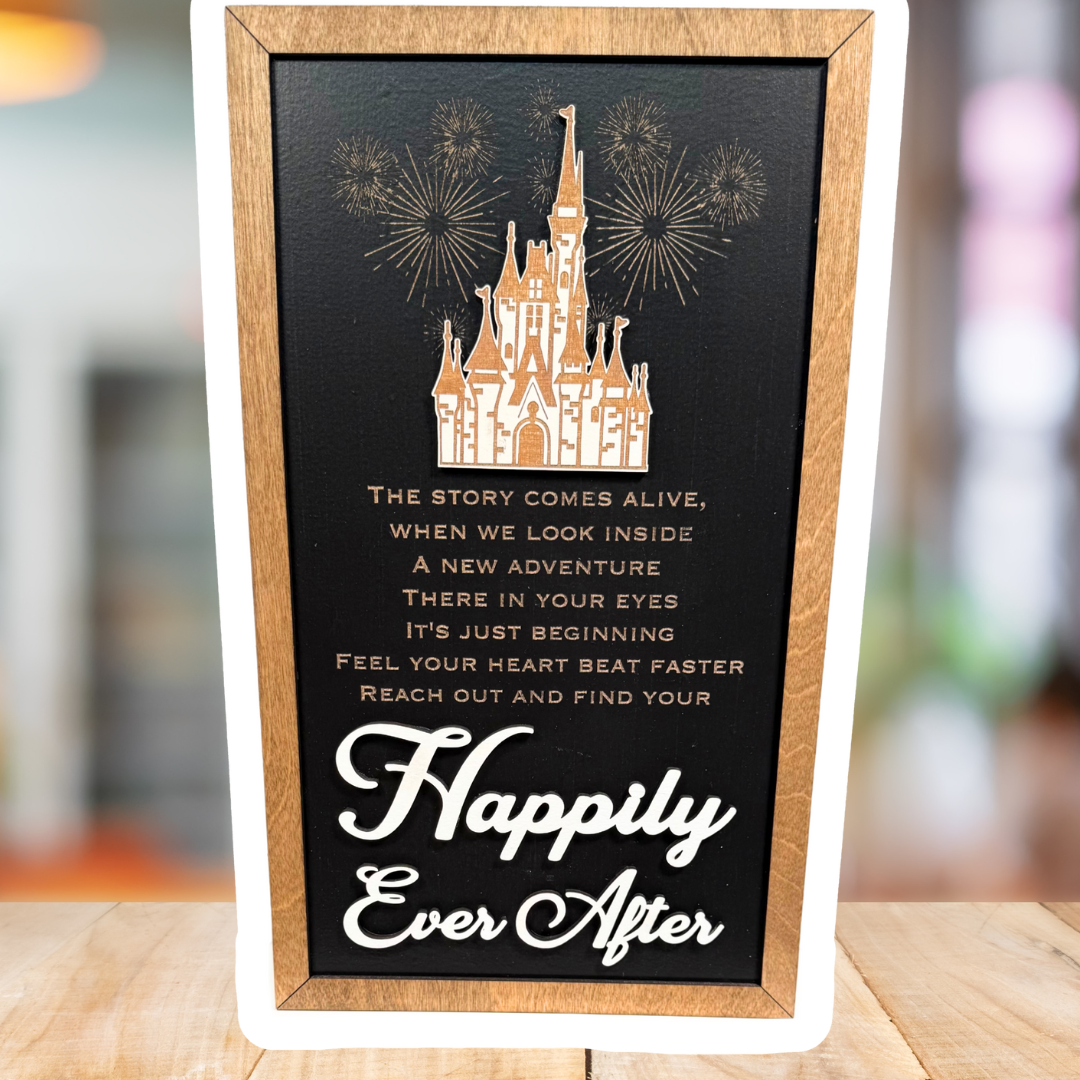 Reach Out And Find Your Happily Ever After | Fireworks Framed Sign - Handmade by JRW Design Co.