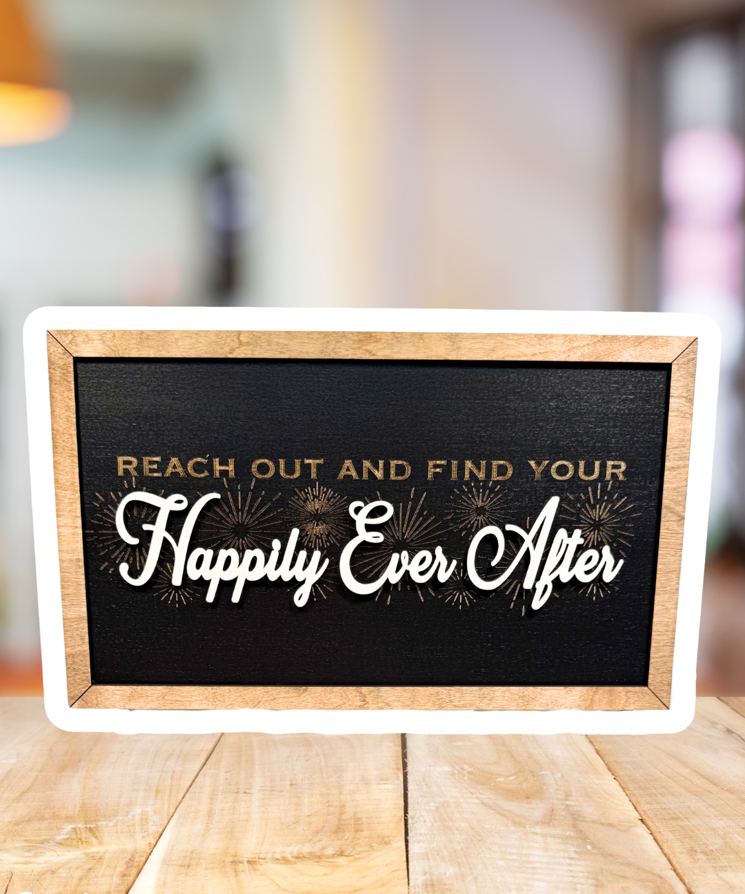 Happily Ever After | Castle & Fireworks Vertical Framed Sign - Handmade by JRW Design Co.